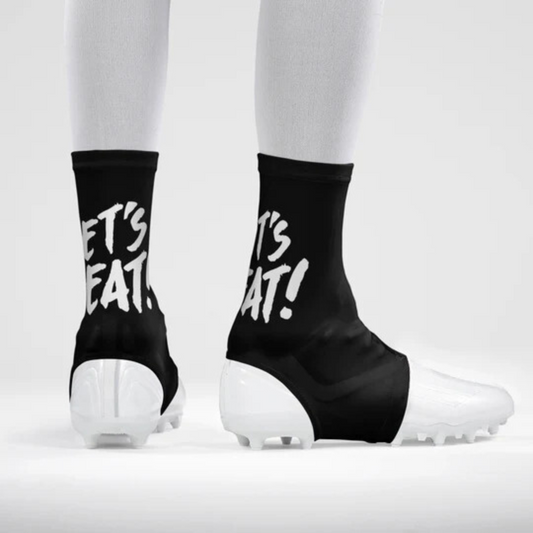 Let's Eat Black White Spats / Cleat Covers
